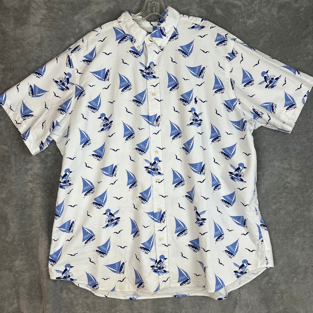 Polo Ralph Lauren Oxford Shirt Mens 2XB Cotton Sailboat Nautical Bear Preppy